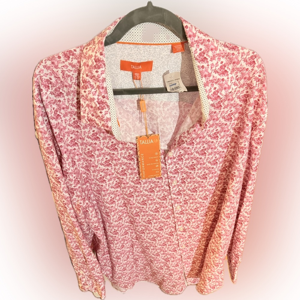 Tallia Orange and Pink Patterned Shirt